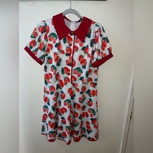 Smak Parlour Strawberry Print Midi Dress size large